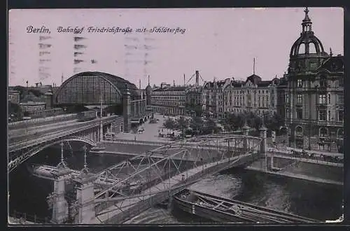 AK Berlin, Bahnhof Friedrichstrasse mit Schlütersteg