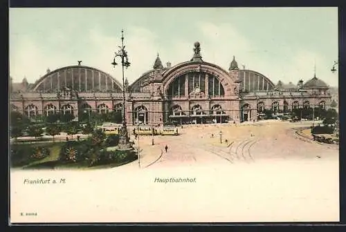 AK Frankfurt, Hauptbahnhof mit Strassenbahn