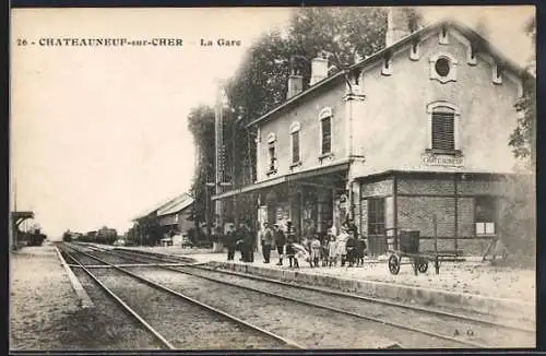 AK Chateauneuf-sur-Cher, La Gare