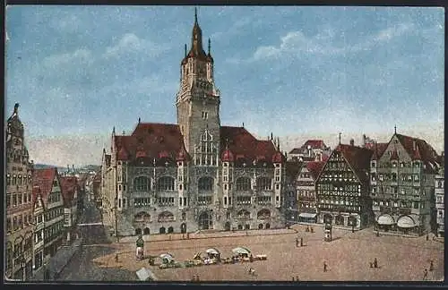 AK Stuttgart, Blick auf Rathaus