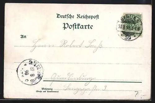 Lithographie Berlin, Partie am Nationaldenkmal Wilhelm I.