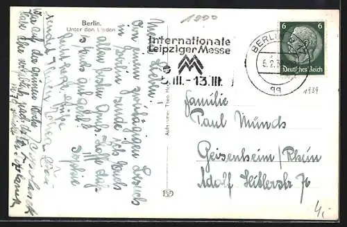 AK Berlin, Unter den Linden, Strassenpartie, Auto