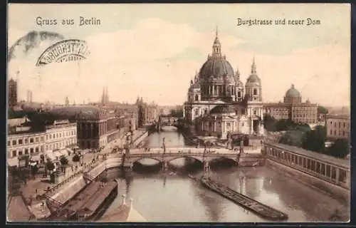 AK Berlin, Burgstrasse und neuer Dom aus der Vogelschau