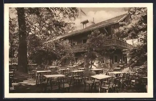 AK Wien XIII, Schönbrunn, Cafe-Restaurant Tirolergarten rechts von der Gloriette