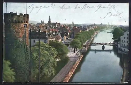 AK Heilbronn a. N., Teilansicht mit Brücke