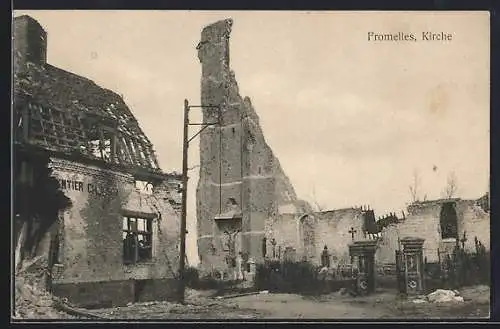 AK Fromelles, zerstörte Kirche