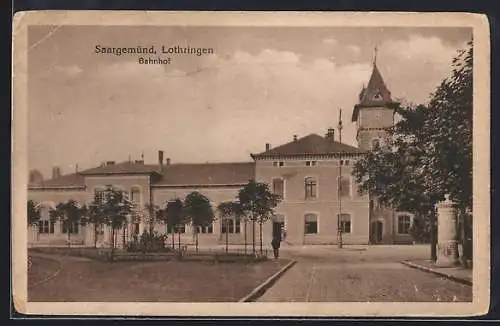 AK Saargemünd, Blick auf den Bahnhof