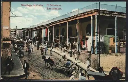 AK Santiago de Cuba, Markplatz mit Besuchern