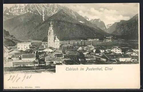 AK Toblach im Pusterthal, Teilansicht mit Kirche