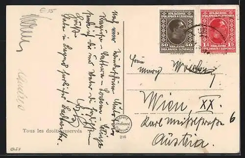 AK Cetinje / Cettigne, Ortsansicht aus der Vogelschau