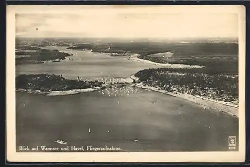 AK Berlin-Wannsee, Fliegeraufnahme vom Wannsee und Havel