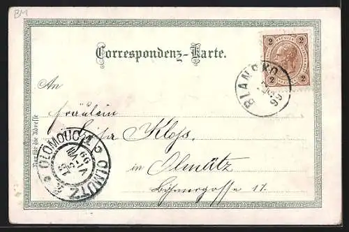 Lithographie Prag, Hradschin, Ostseite, Sct. Niclaskirche