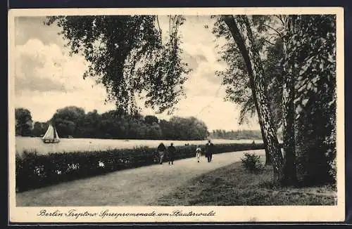 AK Berlin-Treptow, Spreepromenade am Plauterwald