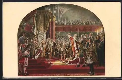 AK preussische Krönungs-Zeremonie, Königskrönung Friedrich I. 1701