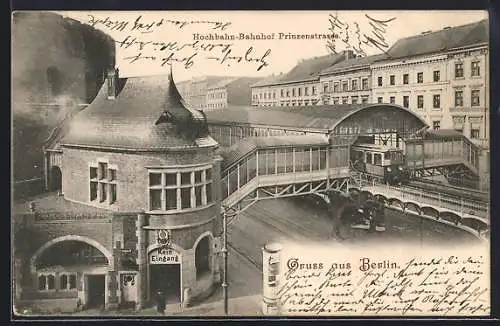 AK Berlin-Kreuzberg, Hochbahn-Bahnhof Prinzenstrasse