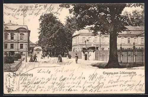 AK Berlin-Charlottenburg, Eingang zum Schlossgarten, Panorama