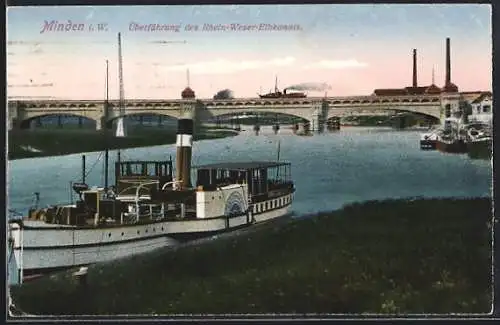 AK Minden i. W., Überführung des Rhein-Weser-Elbkanals