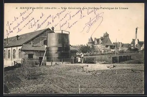 AK Arnay-le-Duc, vue Générale des Usines, Fabrique de Limes