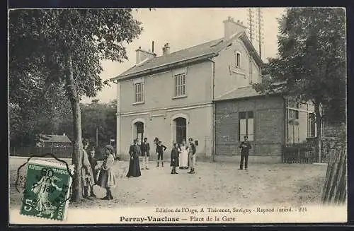 AK Perray-Vaucluse, Place de la Gare-Bahnhofsplatz