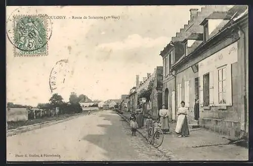 AK Ouloisy, Route de Soissons, Fahrrad