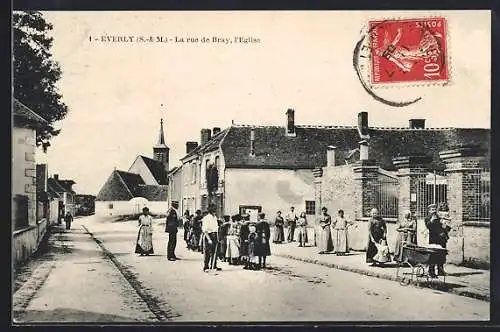 AK Everly, La rue de Bray, l`Église