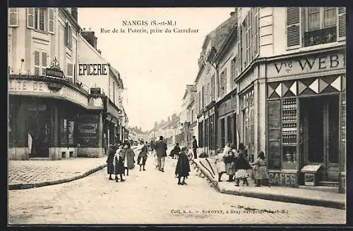 AK Nangis, Rue de la Poterie, prise du Carrefour