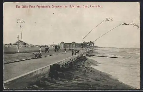 AK Colombo, The Galle Face Promenade, Showing the Hotel and Club