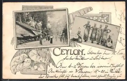 AK Ceylon, Native Women, Native Huts