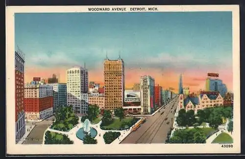 AK Detroit, MI, Woodward Avenue with skyscrapers