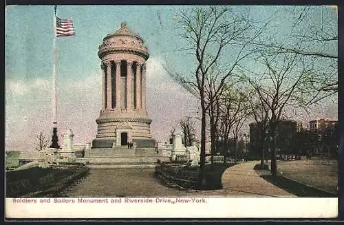 AK New York, NY, Soldiers and Sailors Monument and Riverside Drive