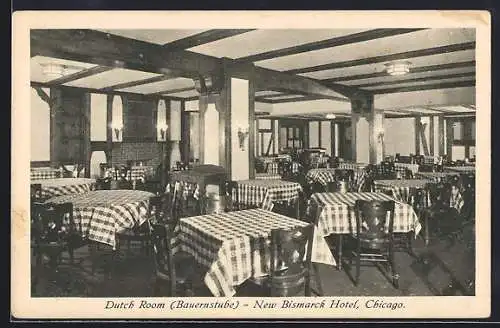 AK Chicago, Illinois, New Bismarck Hotel, Dutch Room