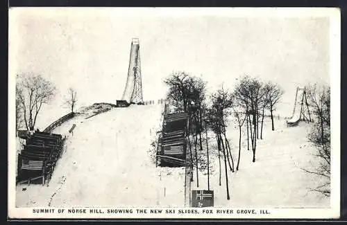 AK Fox River Grove, IL, Summit of Norge Hill, showing the new ski slides