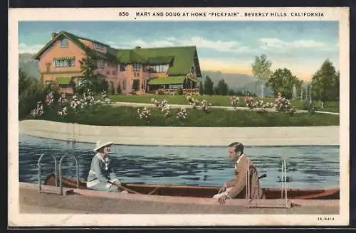 AK Beverly Hills, CA, Mary and Doug at Home Pickfair