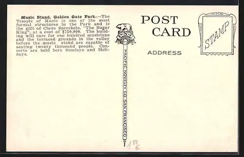 AK San Francisco, CA, Music Stand in the Golden Gate Park