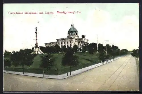 AK Montgomery, AL, Confederate Monument and Capitol