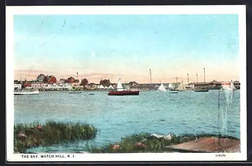 AK Watch Hill, RI, The Bay with motor boats and sailboats