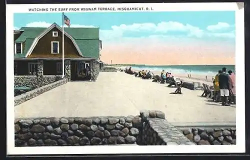 AK Misquamicut, RI, Watching the surf from Wigwam Terrace