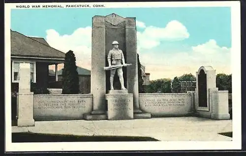 AK Pawcatuck, CT, World War Memorial, soldier statue