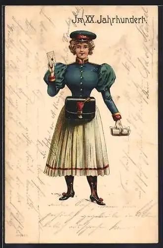 AK Briefträgerin im 20. Jahrhundert, Zukunft, Emanzipation