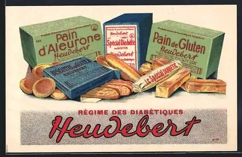 AK Reklame Heudebert, Pain d`Aleurone, Pain de Gluten & Special Diabetic au Gluten