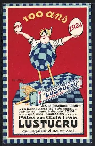 Künstler-AK Reklame für Lustcru Eiernudeln von Cartier-Millon aus Grenoble