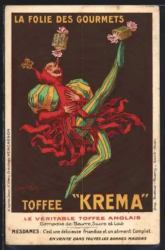 AK Reklame für Toffee Krema, La Folie des Gourmets