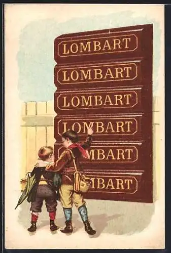 AK Jungen vor Schokolade Lombart, Reklame