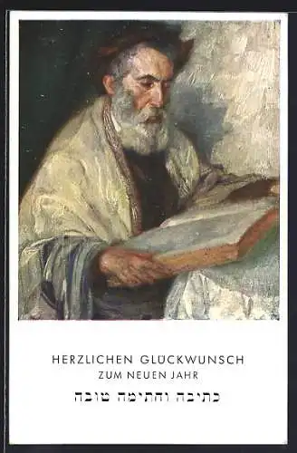 Künstler-AK Otto Herschel: Vorbeter liest die heilige Schrift