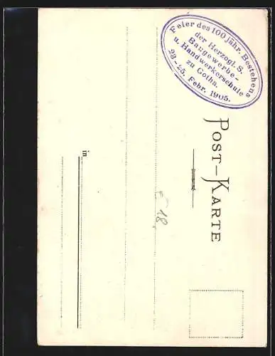 AK Gotha, Feier des 100-jährigen Bestehens der Herzogl. Sächs. Baugew.- und Handwerkerschule 1905