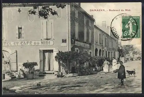 AK Damazan, Boulevard du Midi, Hotel et Cafe du Midi
