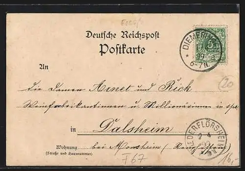 AK Diemeringen, Bahnhof, Vorstadt mit Eickel-Fluss, Hauptstrasse