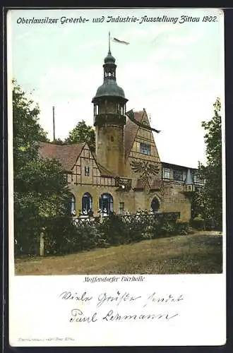 AK Zittau, Oberlausitzer Gewerbe- und Industrie-Ausstellung 1902, Maffersdorfer Bierhalle