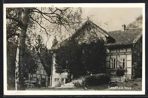 AK Alexisbad, Hotel Landhaus Nova mit Bäumen