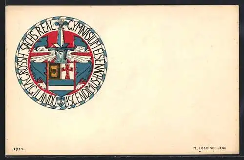 AK Eisenach / Thüringen, Studentenwappen des Grossh. Sächs. Realgymnasiums Eisenach, Absolvia